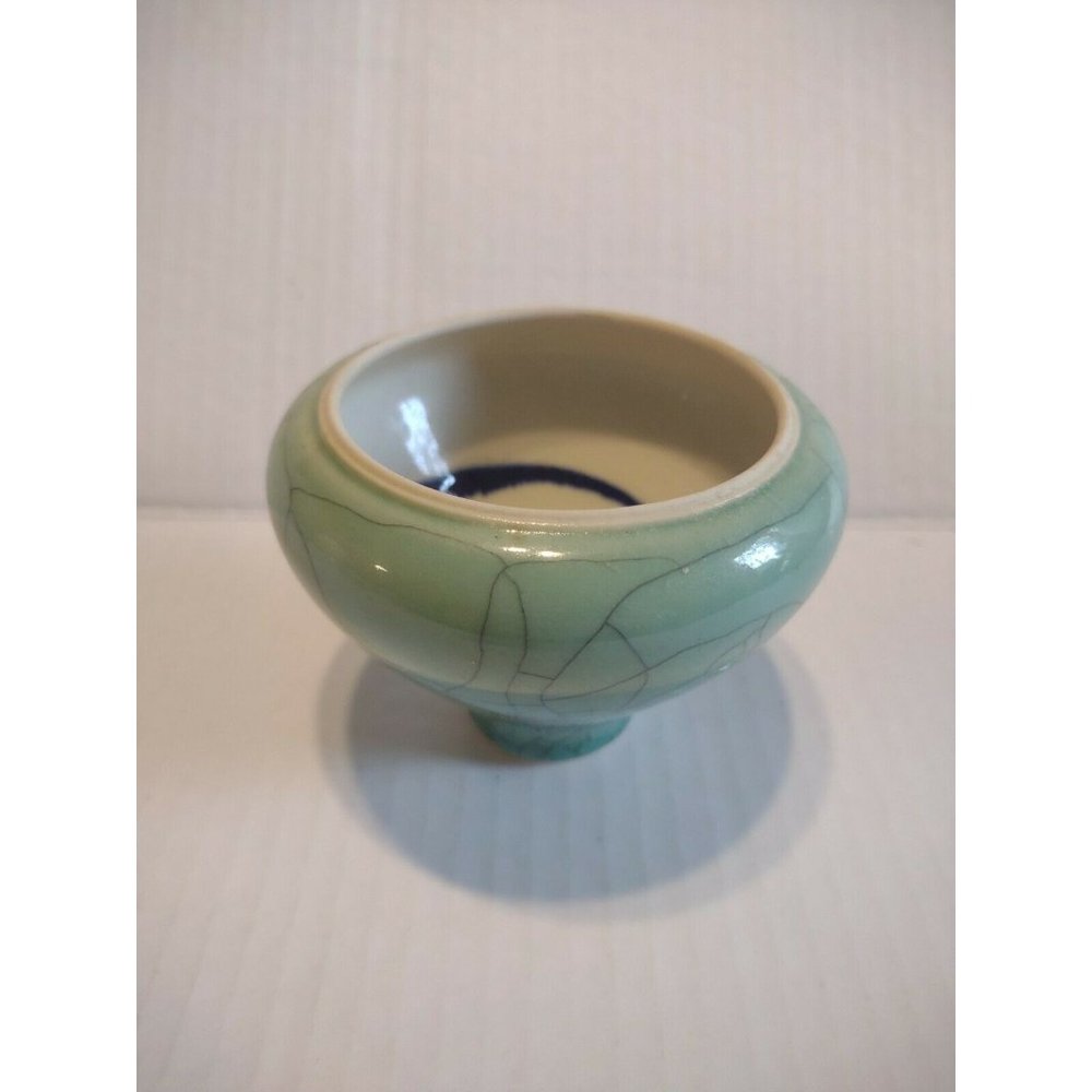 Andrew MacCorkindale ART POTTERY  VASE VESSEL  BLUES TURQUOISE 3x4 SIGNED